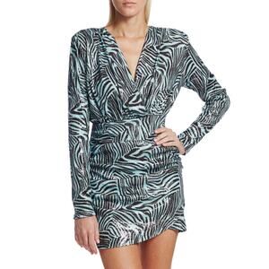 The Andamane Colette Zebra Print‎ Mini Dress in Light Blue Size Small